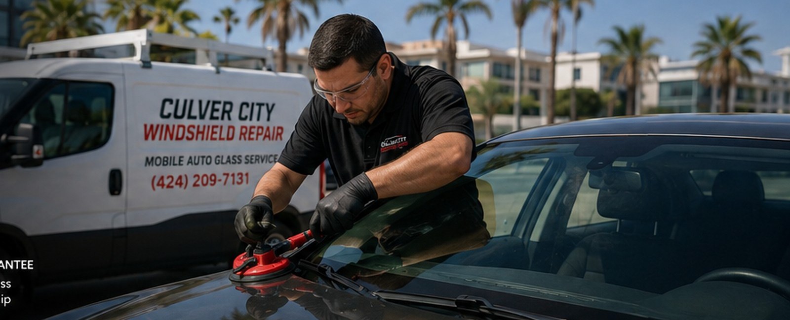 Windshield technician and mobile service van